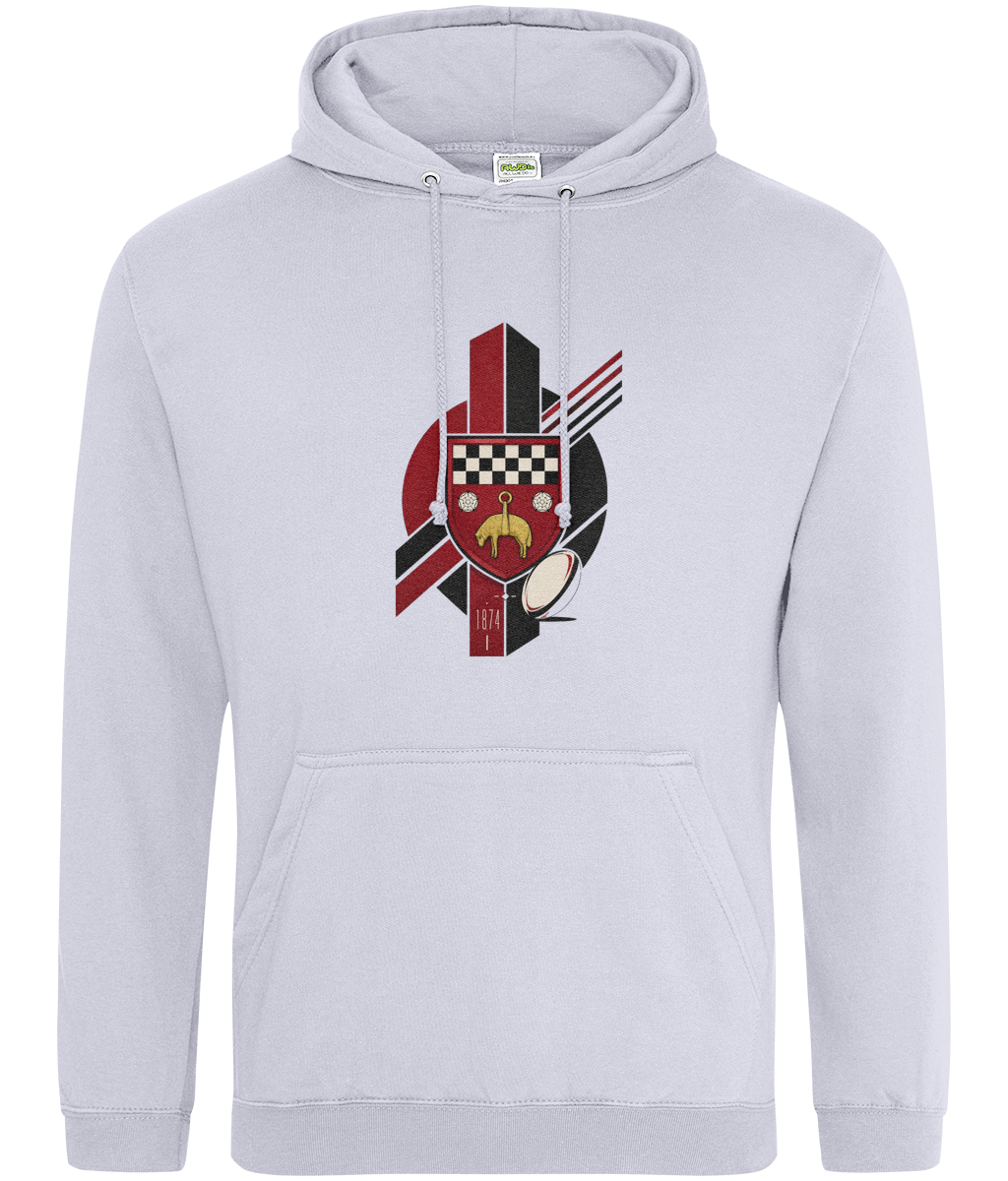 Skipton RFC Minis & Juniors Viking Classic Hoodie, front view showing the club design