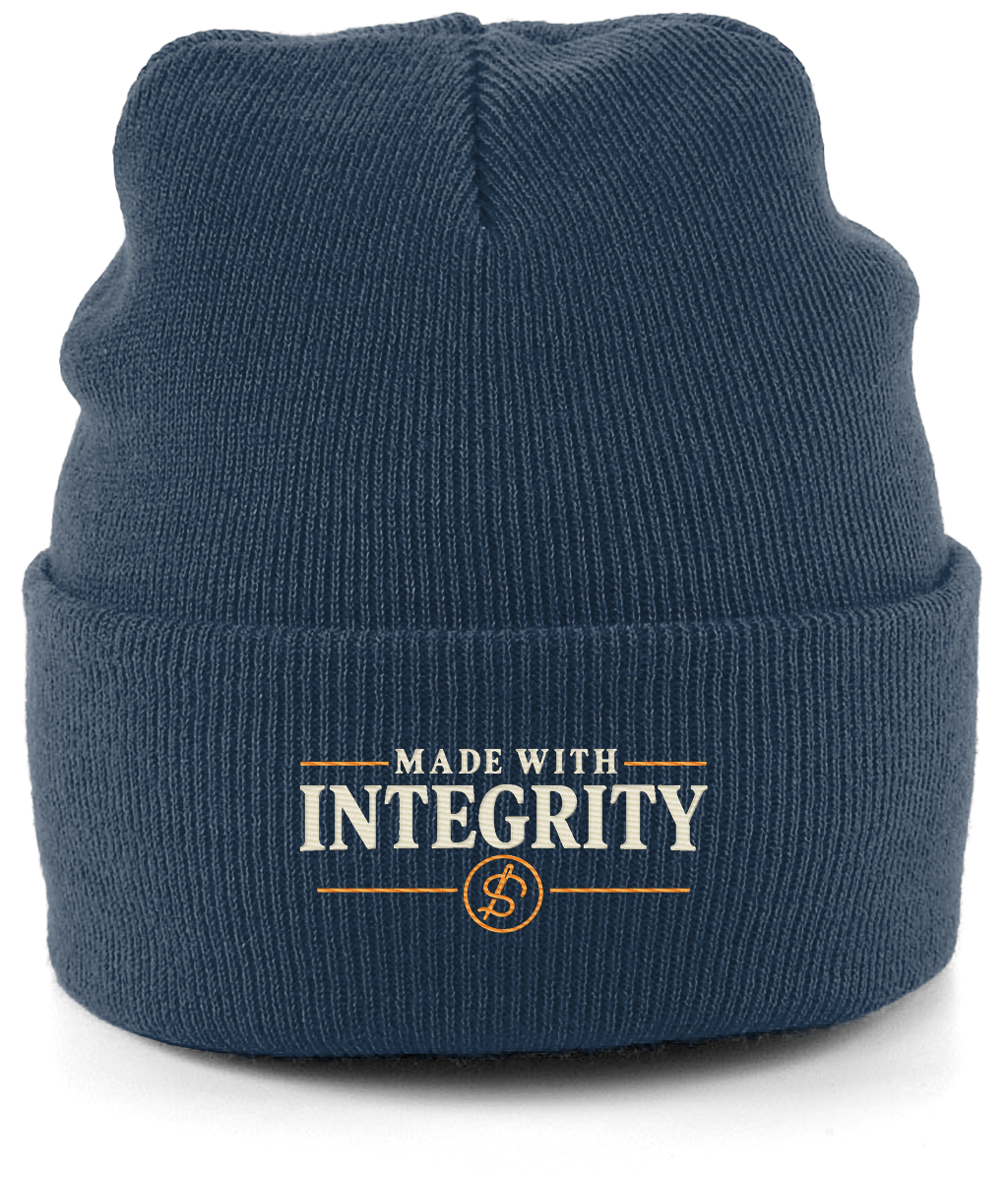 Made With Integrity embroidered cuffed beanie colour option
