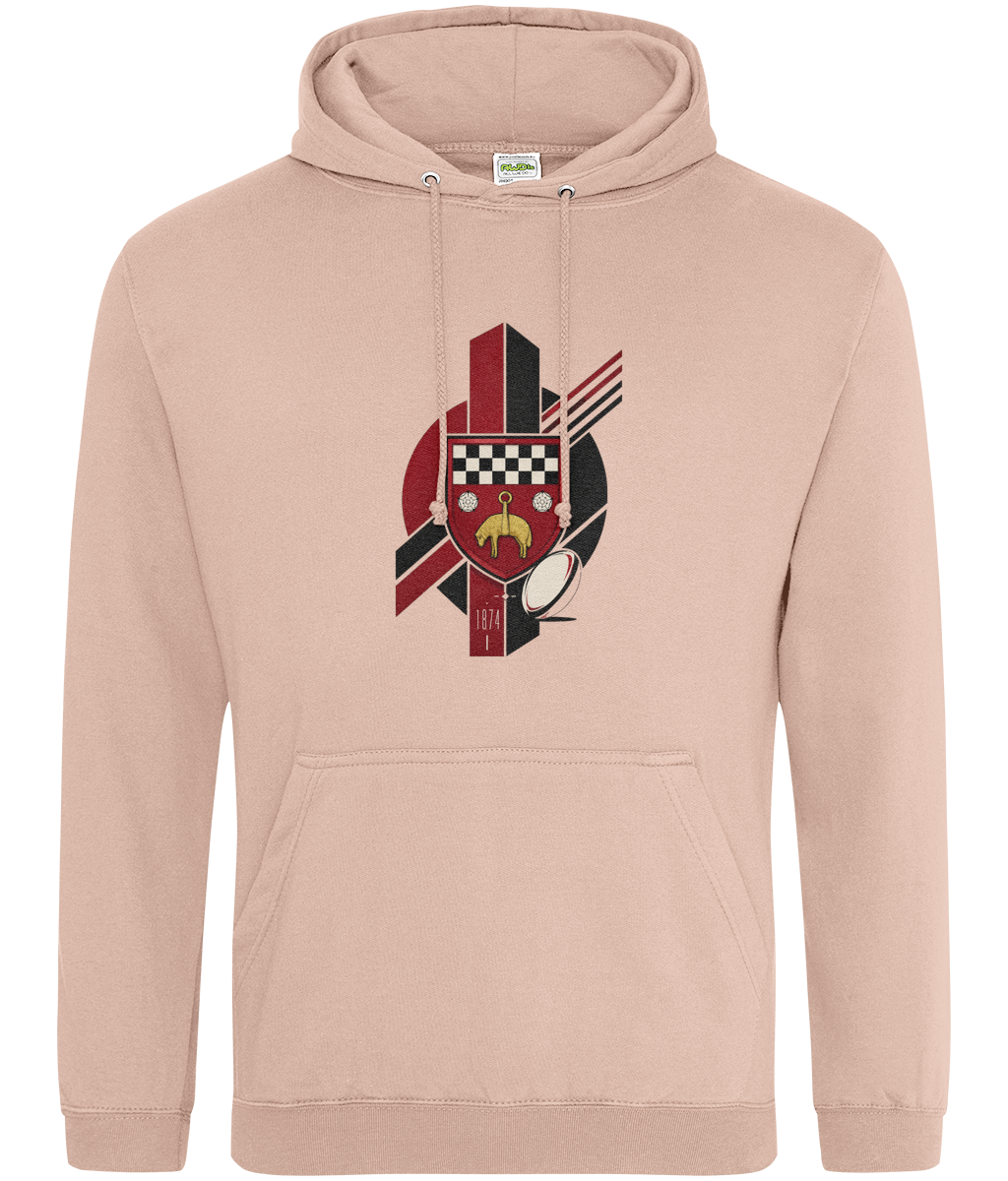 Skipton RFC Minis & Juniors Viking Classic Hoodie, front view showing the club design
