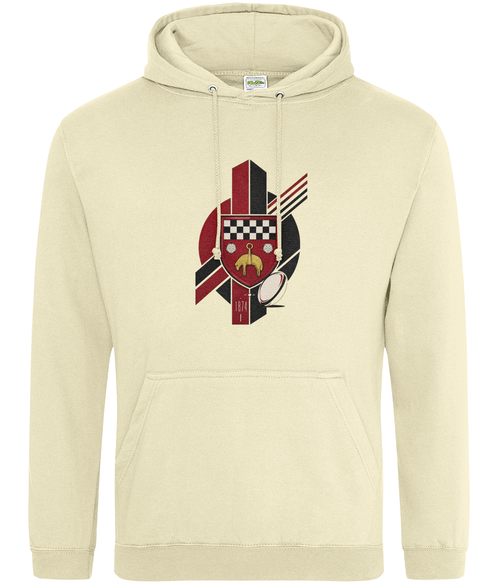 Skipton RFC Minis & Juniors Viking Classic Hoodie, front view showing the club design