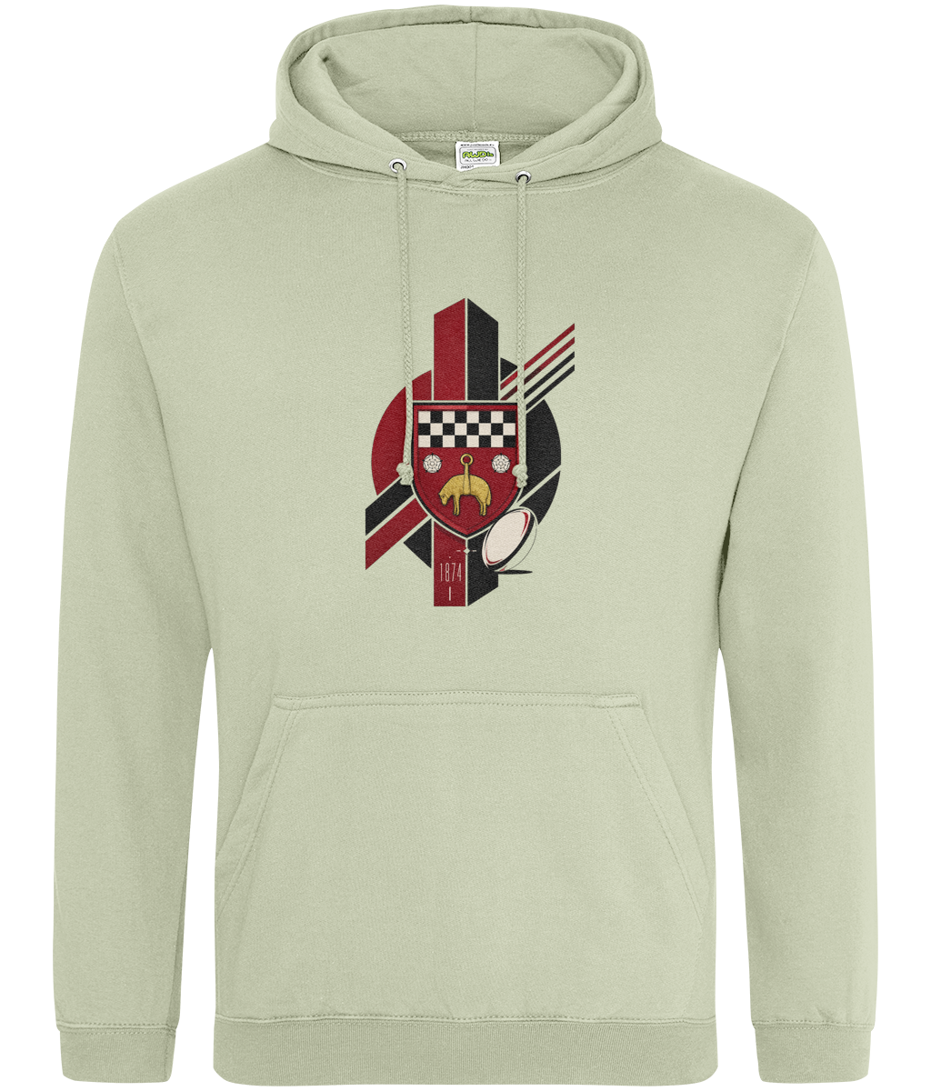 Skipton RFC Minis & Juniors Viking Classic Hoodie, front view showing the club design