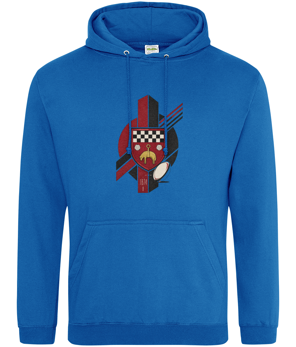 Skipton RFC Minis & Juniors Viking Classic Hoodie, front view showing the club design