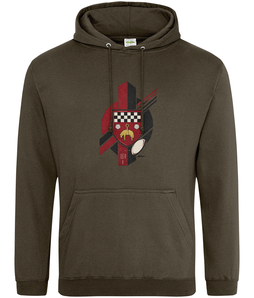 Skipton RFC Minis & Juniors Viking Classic Hoodie, front view showing the club design