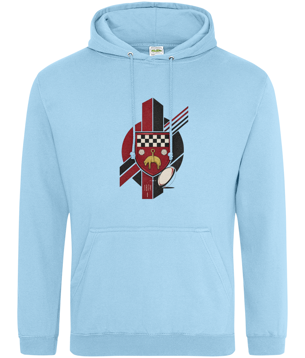 Skipton RFC Minis & Juniors Viking Classic Hoodie, front view showing the club design