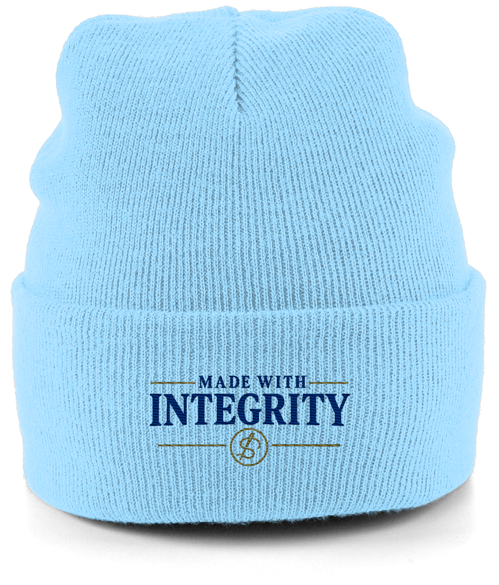 Made With Integrity embroidered cuffed beanie colour option