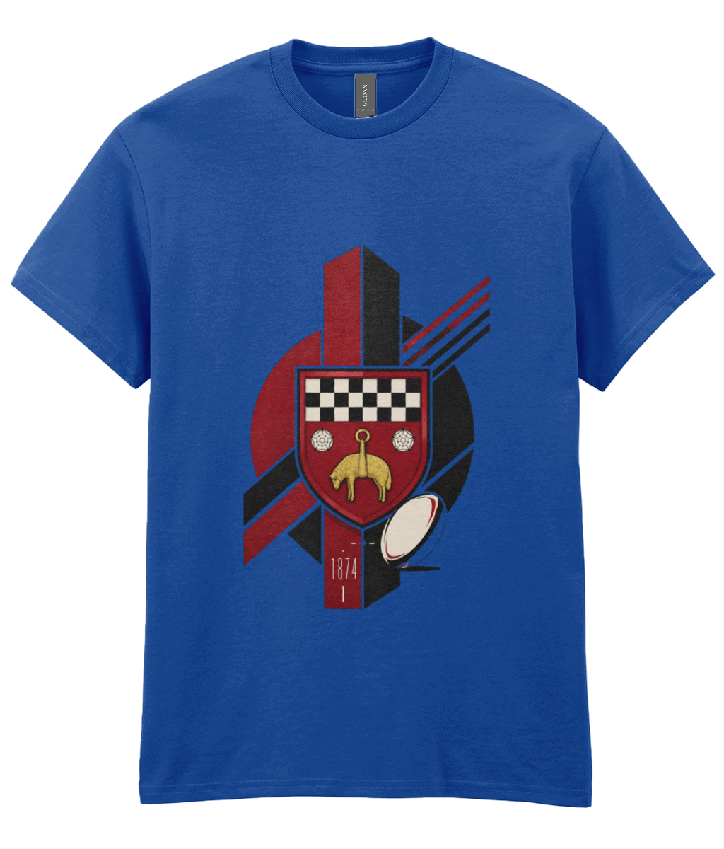 Skipton RFC Minis & Juniors Viking Iconic Adult T Shirt, front view showing the club design