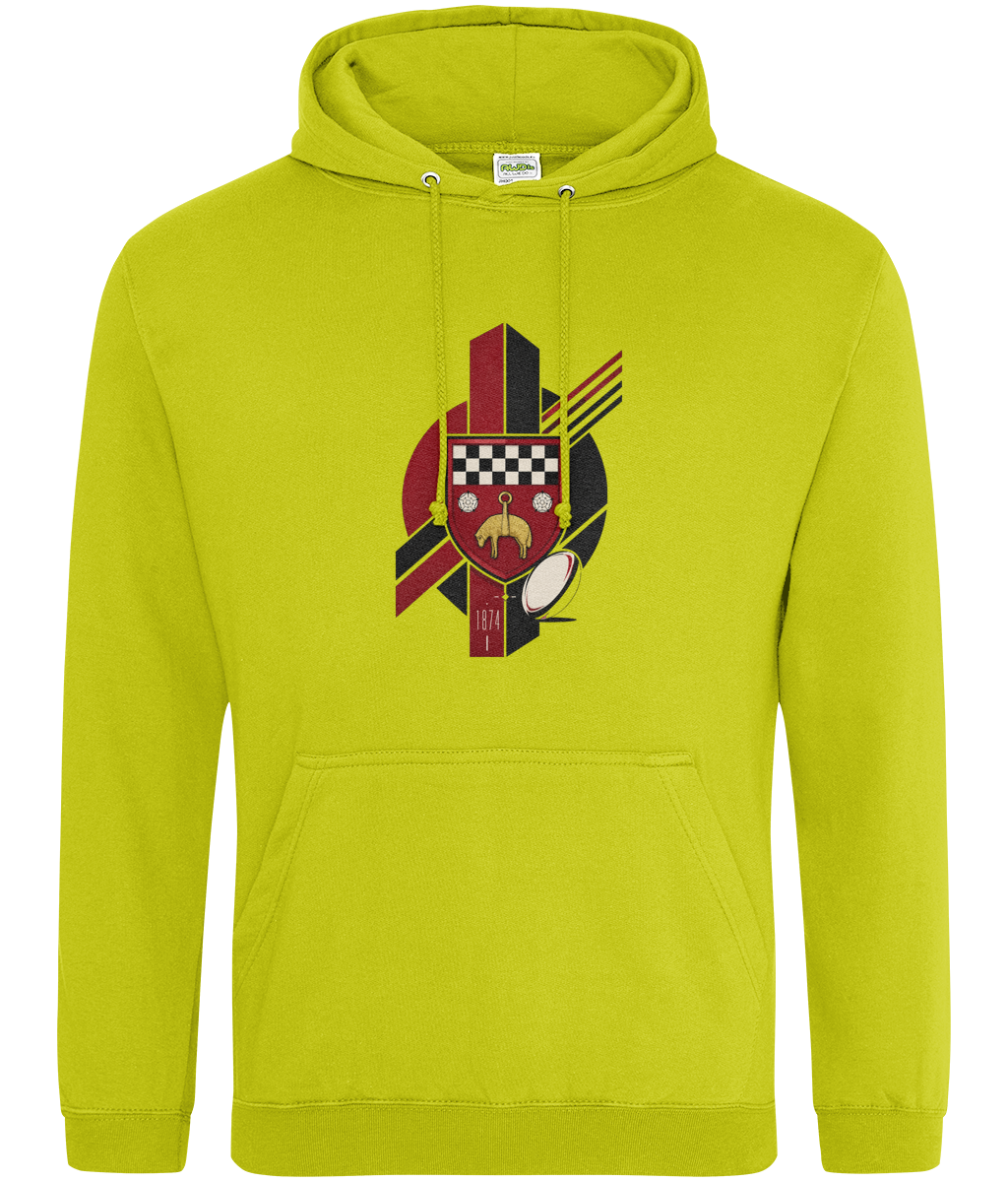 Skipton RFC Minis & Juniors Viking Classic Hoodie, front view showing the club design