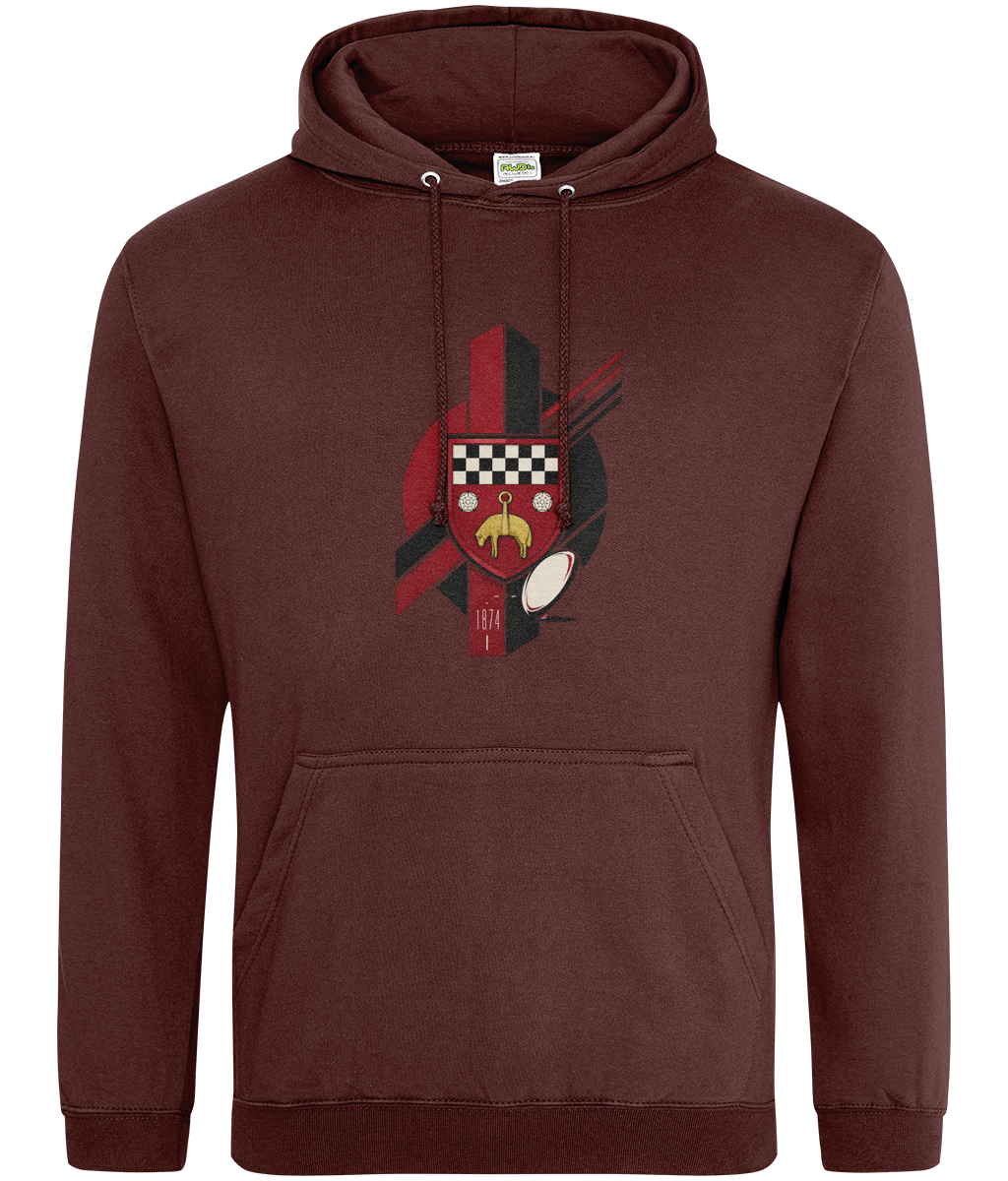 Skipton RFC Minis & Juniors Viking Classic Hoodie, front view showing the club design