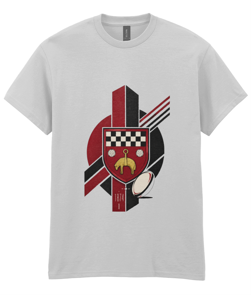 Skipton RFC Minis & Juniors Viking Iconic Adult T Shirt, front view showing the club design
