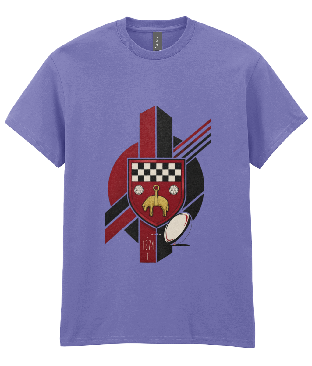 Skipton RFC Minis & Juniors Viking Iconic Adult T Shirt, front view showing the club design