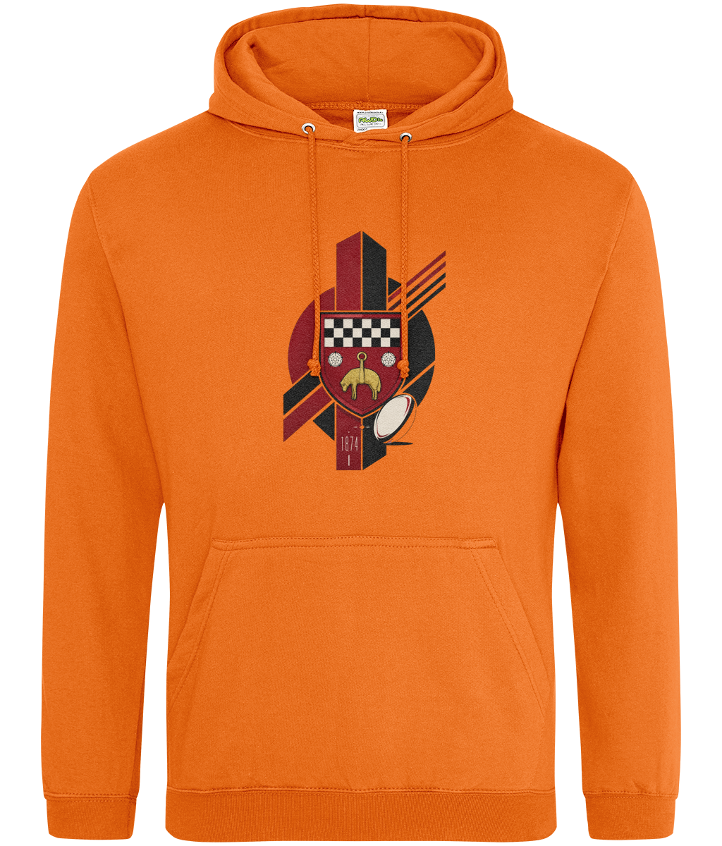 Skipton RFC Minis & Juniors Viking Classic Hoodie, front view showing the club design