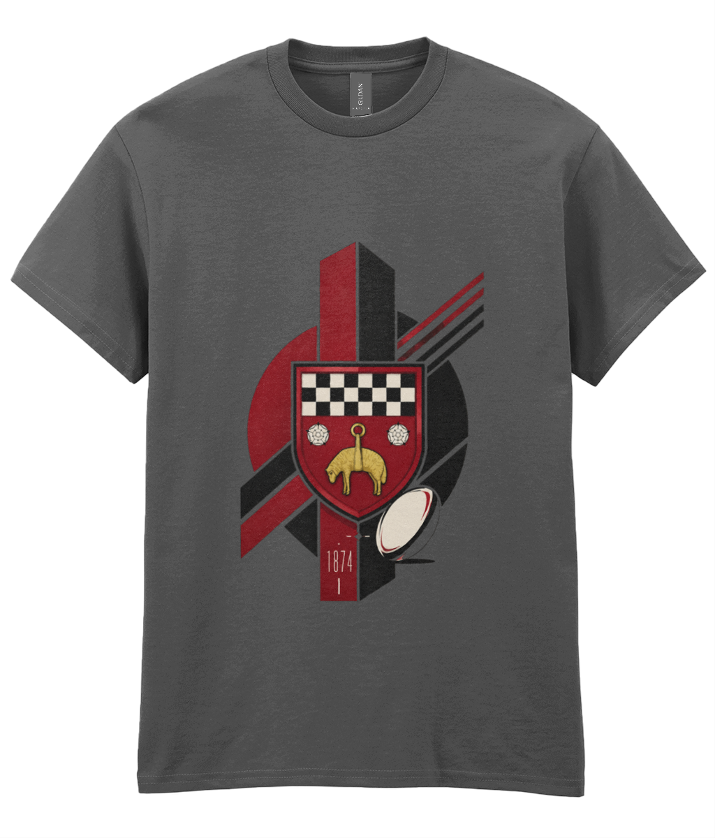 Skipton RFC Minis & Juniors Viking Iconic Adult T Shirt, front view showing the club design