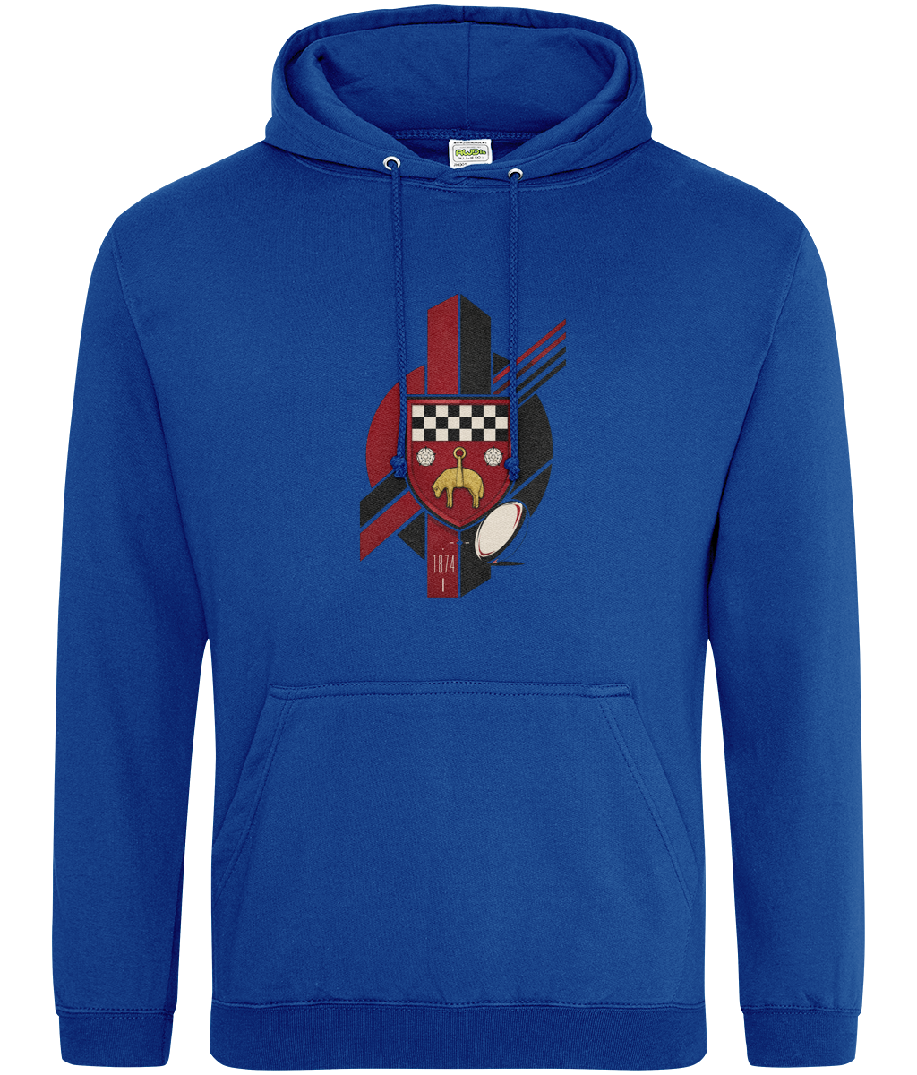 Skipton RFC Minis & Juniors Viking Classic Hoodie, front view showing the club design
