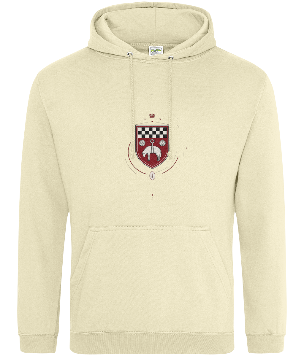 Skipton RFC Minis & Juniors Fine Lines Classic Hoodie, front view showing the club design