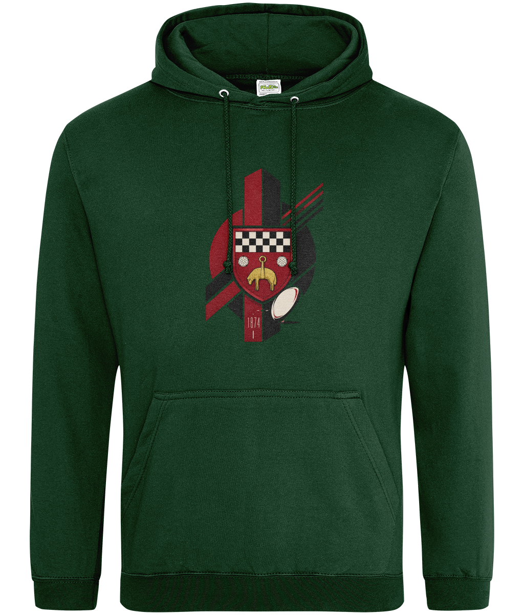 Skipton RFC Minis & Juniors Viking Classic Hoodie, front view showing the club design