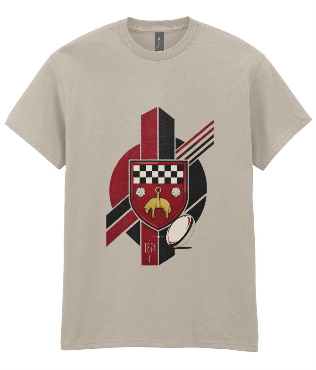 Skipton RFC Minis & Juniors Viking Iconic Adult T Shirt, front view showing the club design