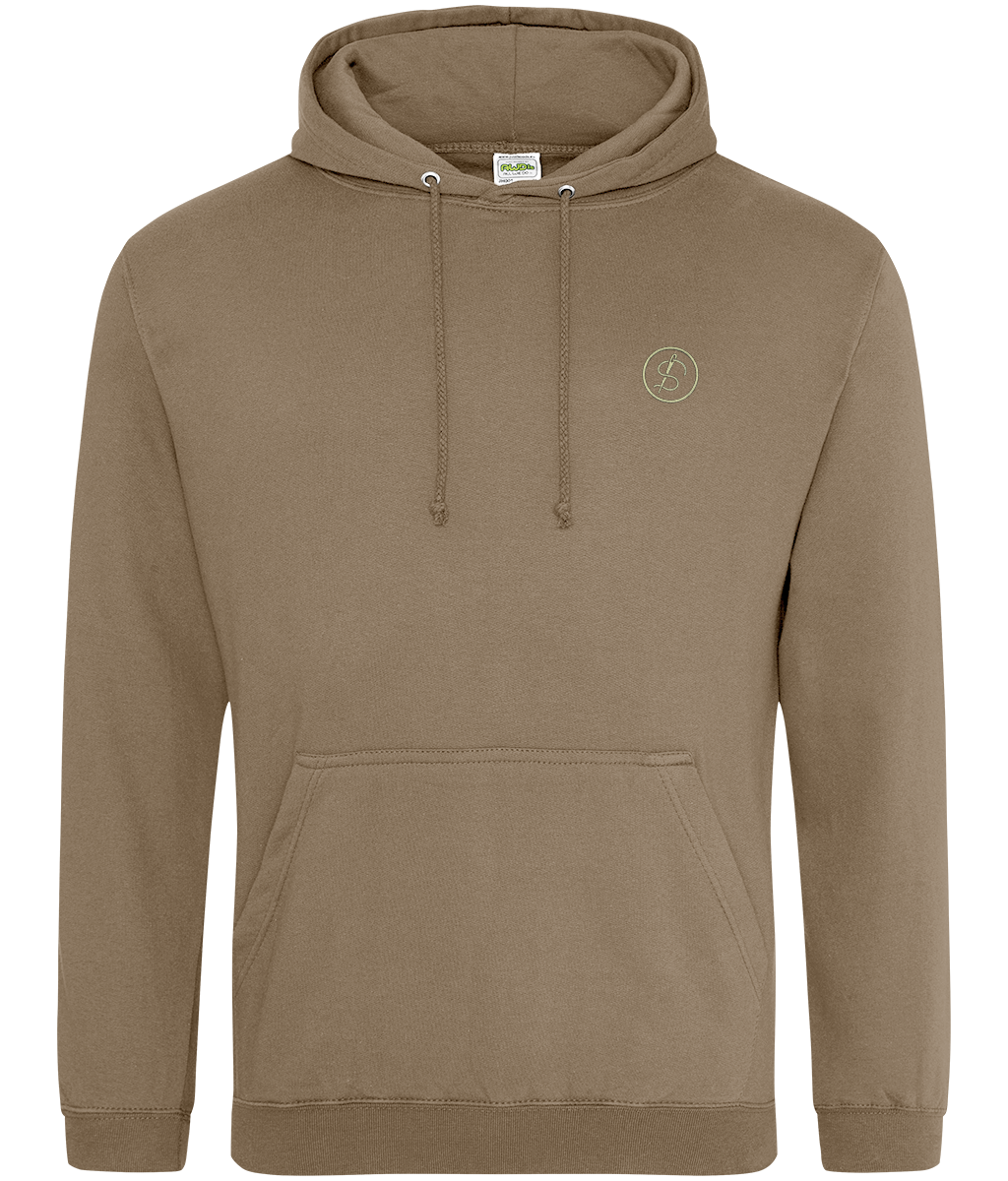 Plumb Rule Tools of Integrity hoodie front view on an AWDIS College Hoodie colour option