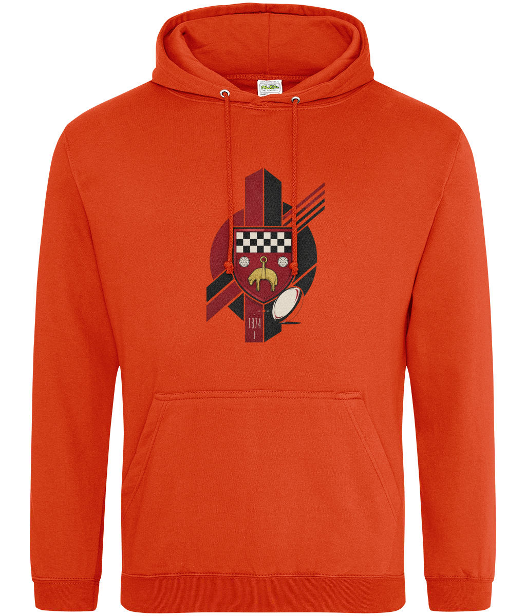 Skipton RFC Minis & Juniors Viking Classic Hoodie, front view showing the club design