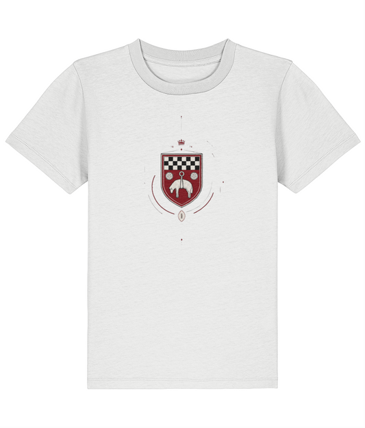Skipton RFC Minis & Juniors Fine Lines Iconic Kids T Shirt, front view showing the club design