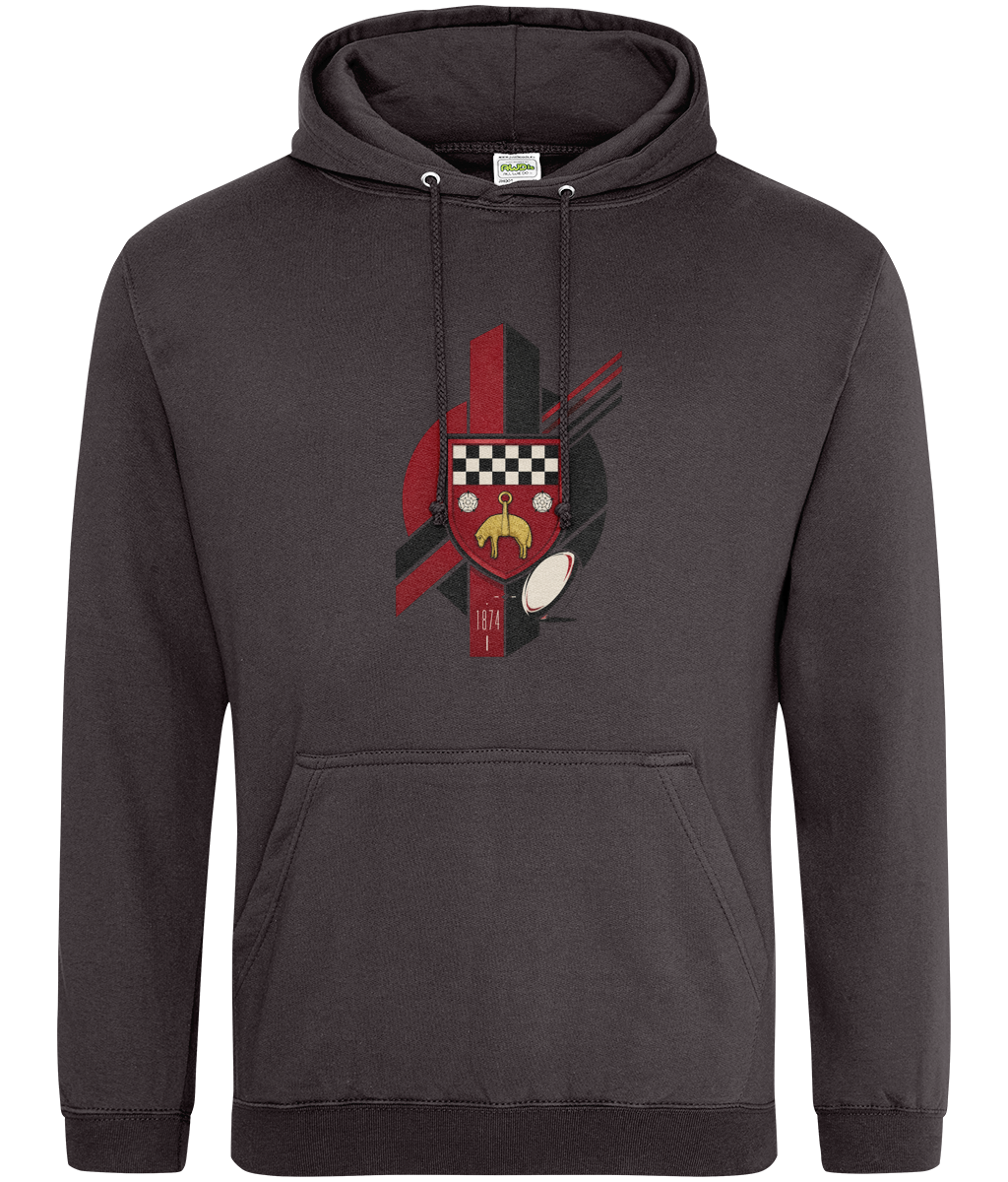 Skipton RFC Minis & Juniors Viking Classic Hoodie, front view showing the club design