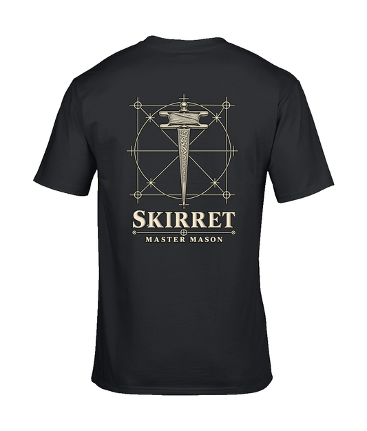 Skirret premium Tools of Integrity T shirt back design featuring the Skirret