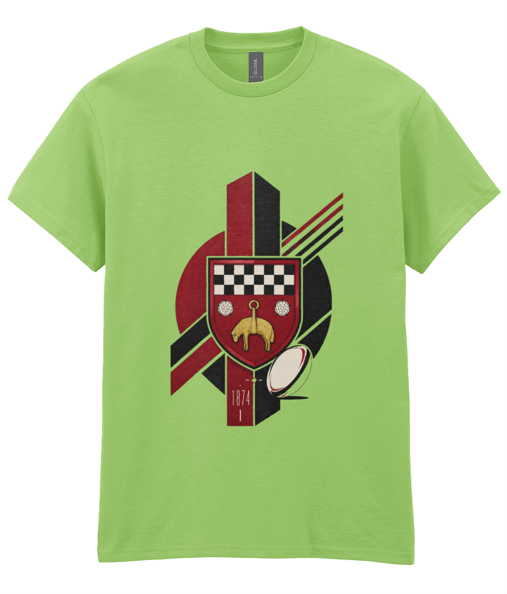 Skipton RFC Minis & Juniors Viking Iconic Adult T Shirt, front view showing the club design