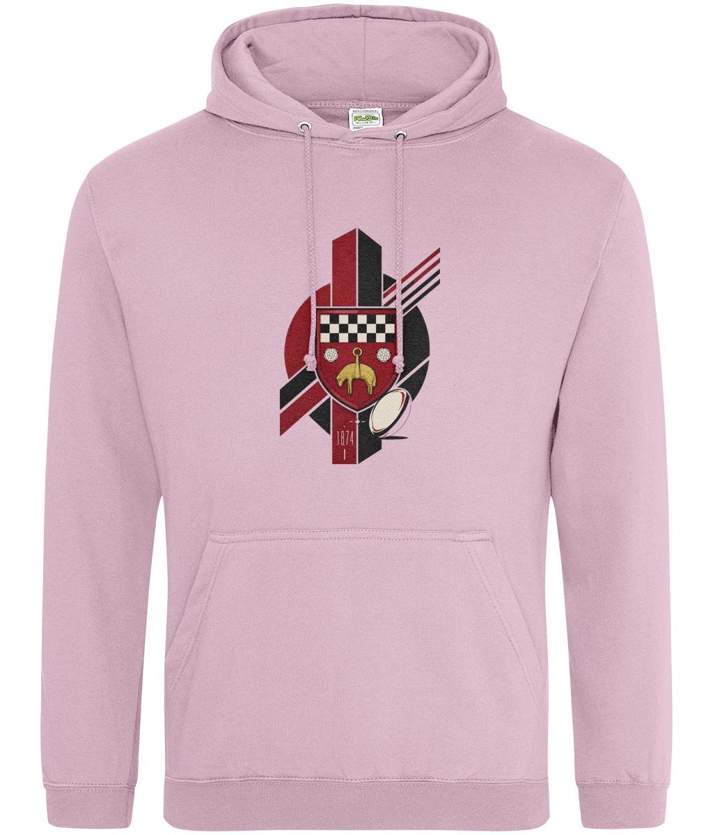 Skipton RFC Minis & Juniors Viking Classic Hoodie, front view showing the club design