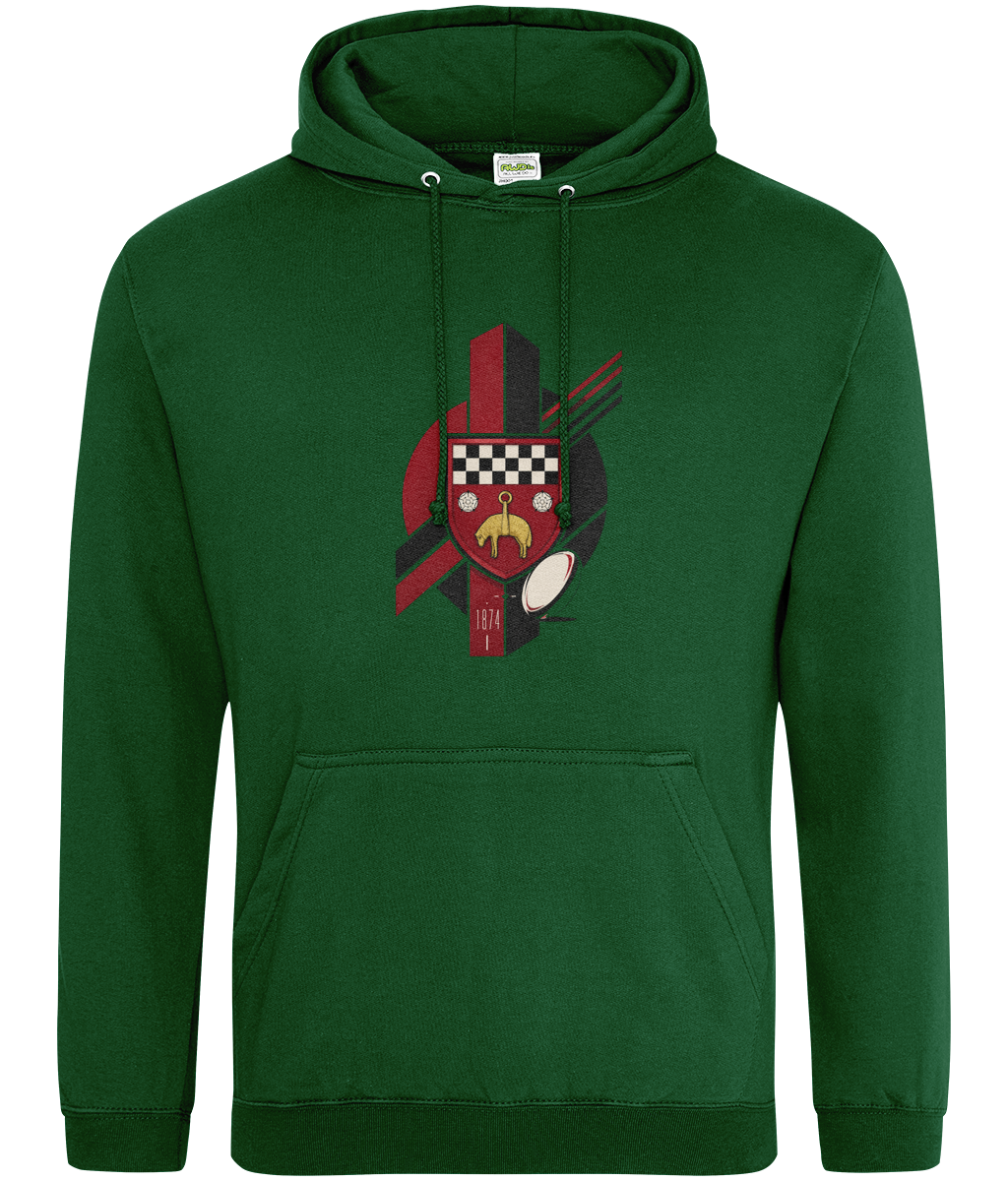Skipton RFC Minis & Juniors Viking Classic Hoodie, front view showing the club design