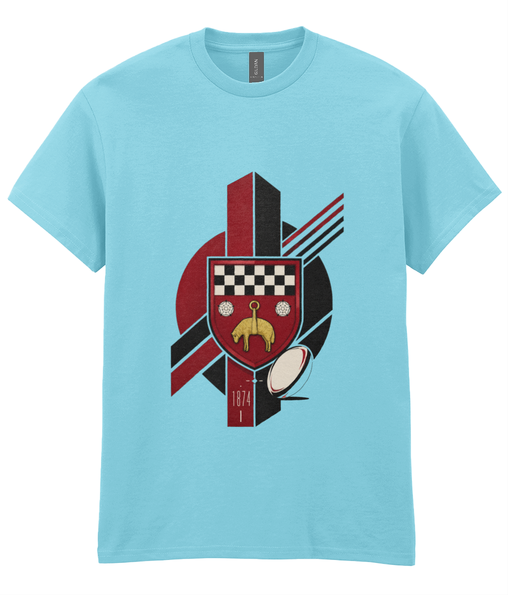 Skipton RFC Minis & Juniors Viking Iconic Adult T Shirt, front view showing the club design