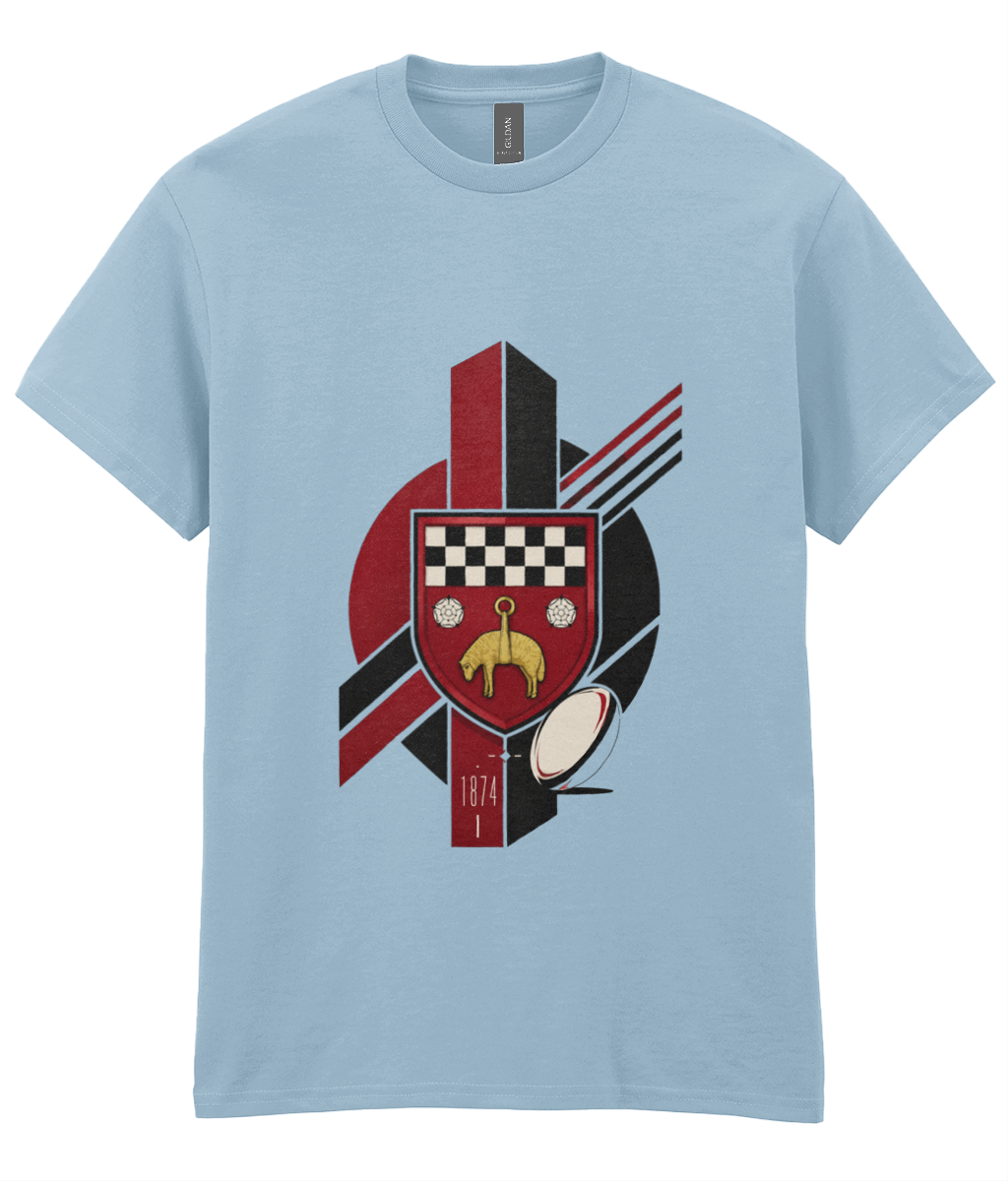 Skipton RFC Minis & Juniors Viking Iconic Adult T Shirt, front view showing the club design