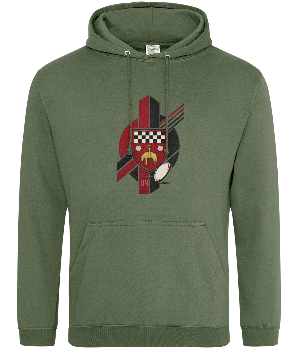 Skipton RFC Minis & Juniors Viking Classic Hoodie, front view showing the club design