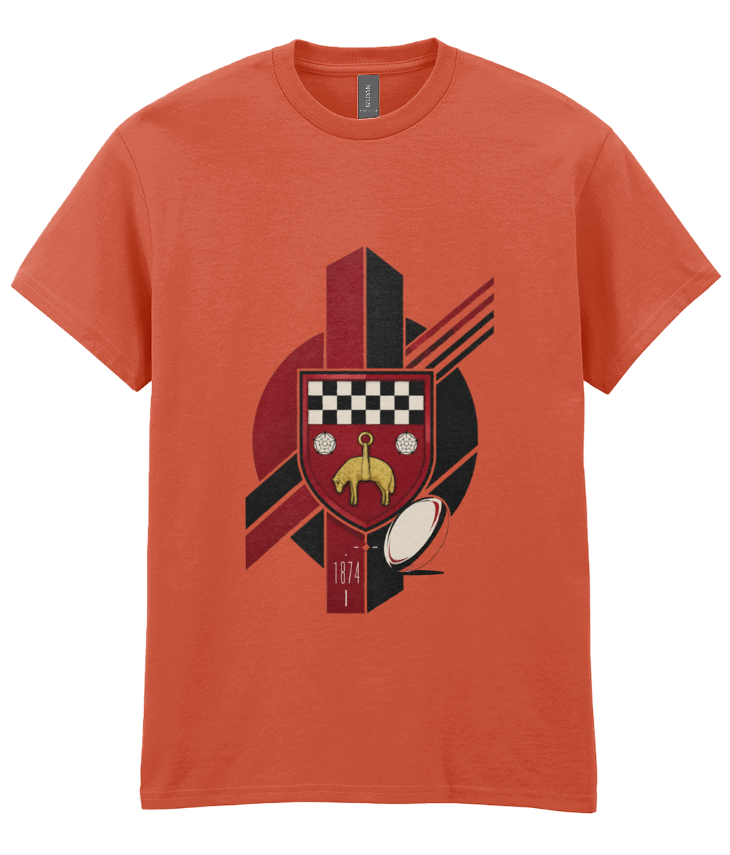 Skipton RFC Minis & Juniors Viking Iconic Adult T Shirt, front view showing the club design