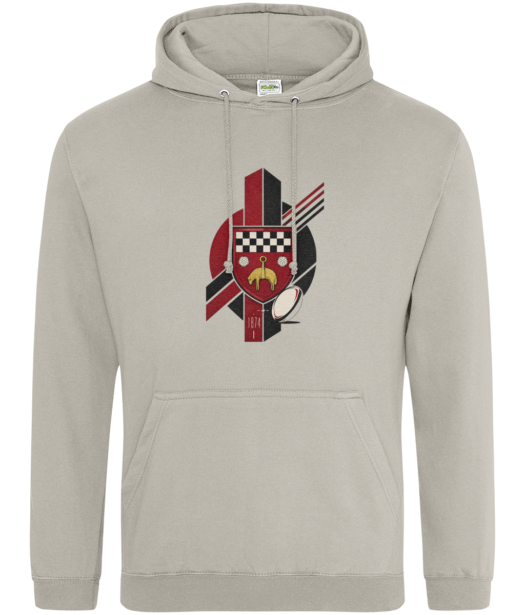 Skipton RFC Minis & Juniors Viking Classic Hoodie, front view showing the club design
