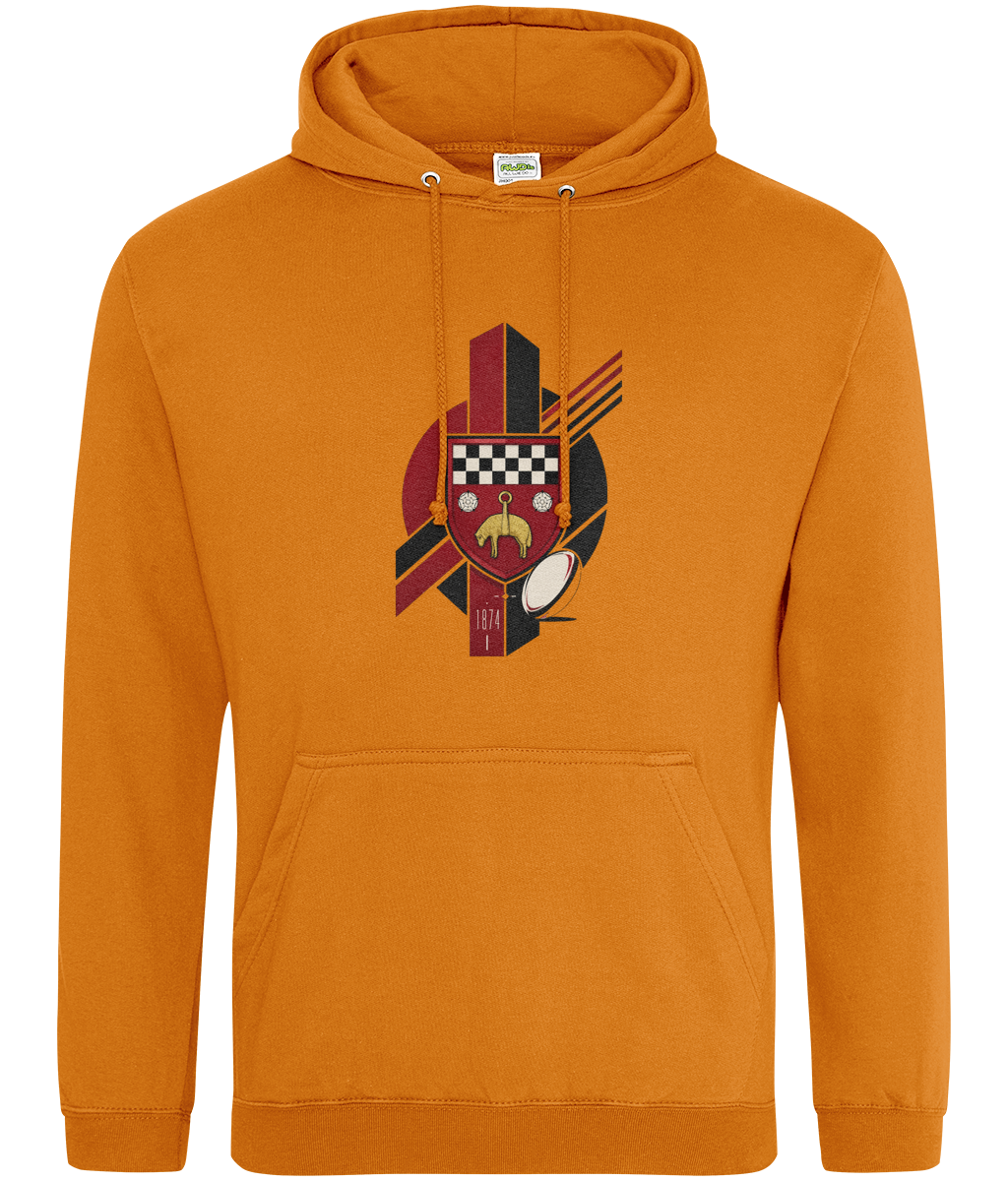 Skipton RFC Minis & Juniors Viking Classic Hoodie, front view showing the club design