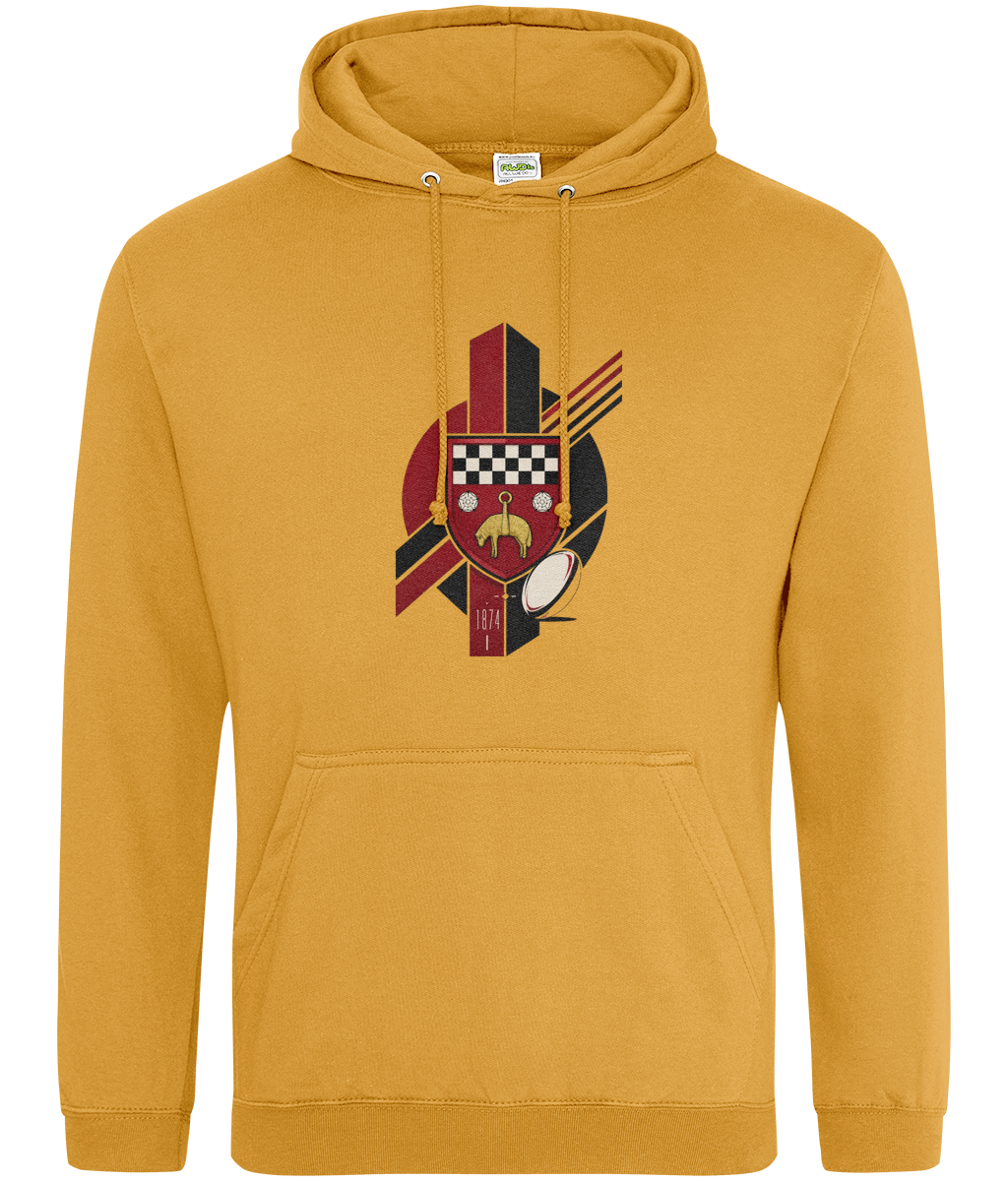 Skipton RFC Minis & Juniors Viking Classic Hoodie, front view showing the club design
