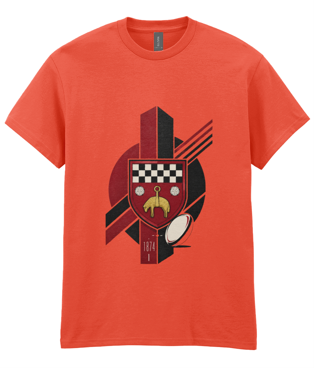 Skipton RFC Minis & Juniors Viking Iconic Adult T Shirt, front view showing the club design